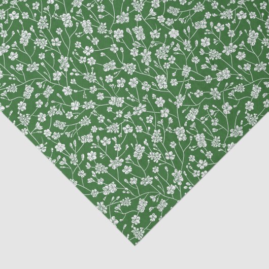 Grün mit Weißwein-Blume-Zwirnpapier Seidenpapier (Ausschnitt)