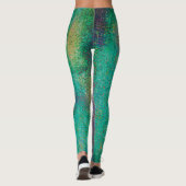 Grün mit Zyanenton Leggings (Rückseite)