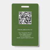 Grün, Mitarbeiter-Foto-ID mit QR-Code, Unternehmen Ausweis (Rückseite)