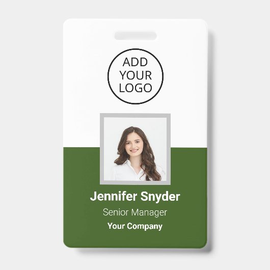 Grün, Mitarbeiter-Foto-ID mit QR-Code, Unternehmen Ausweis (Vorderseite)