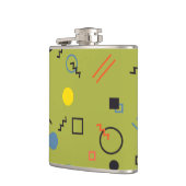 Grün, modern, cool, trendy, urban,Memphis-Muster Flachmann (Links)