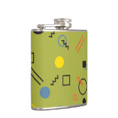 Grün, modern, cool, trendy, urban,Memphis-Muster Flachmann (Rechts)