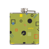 Grün, modern, cool, trendy, urban,Memphis-Muster Flachmann (Rückseite)