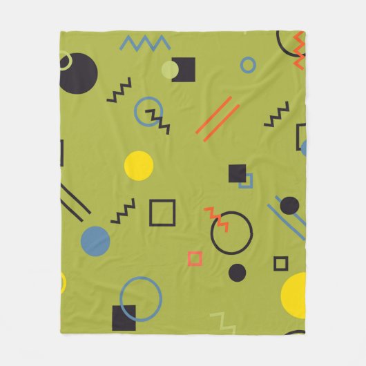 Grün, modern, cool, trendy, urban,Memphis-Muster Fleecedecke (Vorderseite)