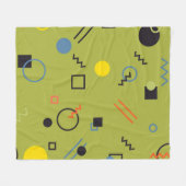 Grün, modern, cool, trendy, urban,Memphis-Muster Fleecedecke (Vorderseite (Horizontal))