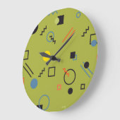 Grün, modern, cool, trendy, urban,Memphis-Muster Große Wanduhr (Winkel)
