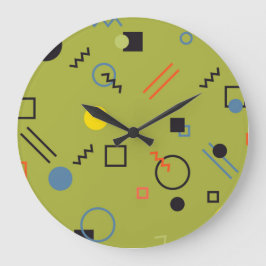 Grün, modern, cool, trendy, urban,Memphis-Muster Große Wanduhr
