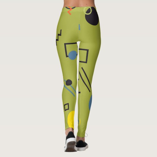 Grün, modern, cool, trendy, urban,Memphis-Muster Leggings (Rückseite)