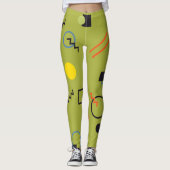 Grün, modern, cool, trendy, urban,Memphis-Muster Leggings (Vorderseite)
