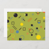 Grün, modern, cool, trendy, urban,Memphis-Muster Postkarte (Vorne/Hinten)