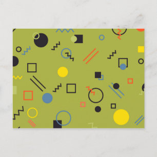 Grün, modern, cool, trendy, urban,Memphis-Muster Postkarte