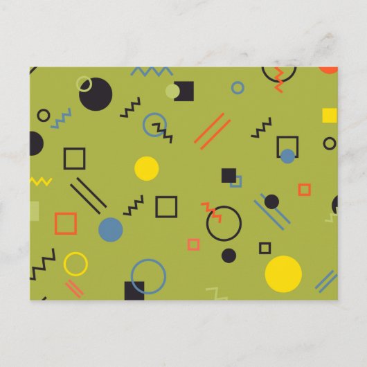 Grün, modern, cool, trendy, urban,Memphis-Muster Postkarte (Vorderseite)