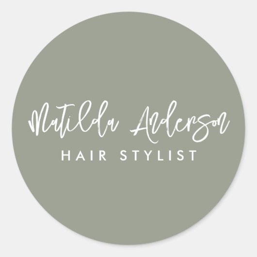 Grün, modern, minimalistisch runder aufkleber (Vorderseite)