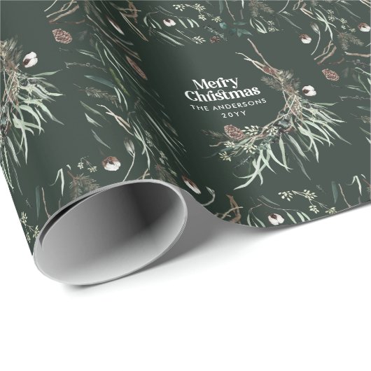 Grün, modern und elegant, botanisch geschenkpapier (Rolleneckpunkt)