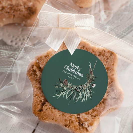 Grün, modern und elegant, botanisch runder aufkleber