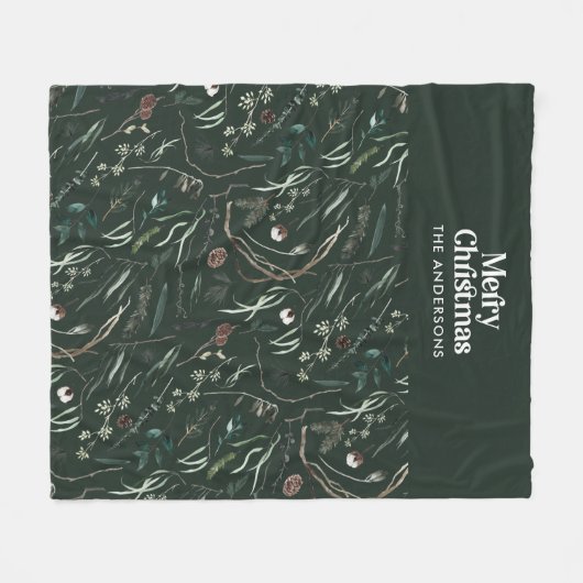 Grün, modern und elegant, botanisch rustikal f fleecedecke (Vorderseite (Horizontal))