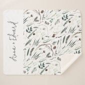 Grün, modern und elegant, botanisch rustikal f sherpadecke (Vorderseite (Horizontal))