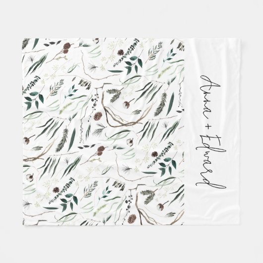 Grün, modern und elegant, botanisch rustikal fleecedecke (Vorderseite (Horizontal))