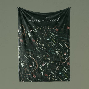 Grün, modern und elegant, botanisch rustikal fleecedecke