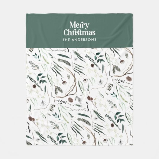 Grün, modern und elegant, botanisch rustikal fleecedecke (Vorderseite)