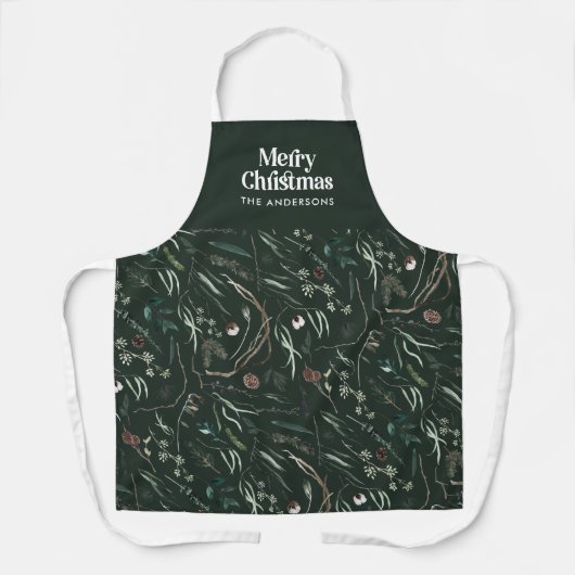 Grün, modern und elegant, botanisch rustikal schürze (Vorderseite)