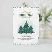Grün Moderne frohe Weihnachten Einladung (Stehend Vorderseite)