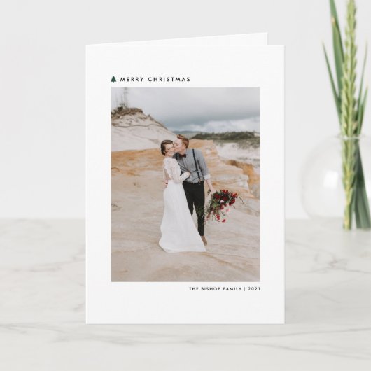 Grün Moderner Weihnachtsbaum Frohe Weihnachtszeit Feiertagskarte (Vorderseite)