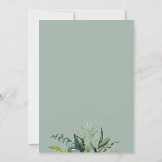 Grün Modernes kalligrafisches Hochzeitsfrühstück Einladung (Rückseite)