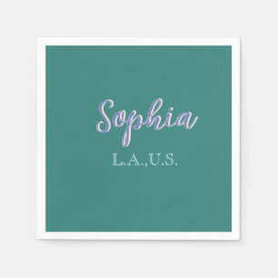 GRÜN Name Mädchen Boss Text LILA elegant Serviette