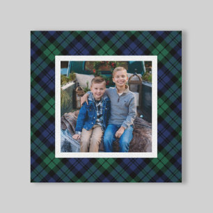 Grün Navy Black Watch Karierter Weihnachtsfoto Leinwanddruck