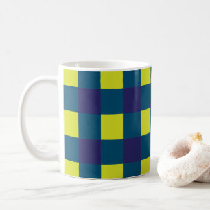 Grün Navy Blau Schachbrettmuster Kaffeetasse