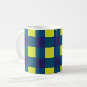 Grün Navy Blau Schachbrettmuster Kaffeetasse (Vorderseite Links)