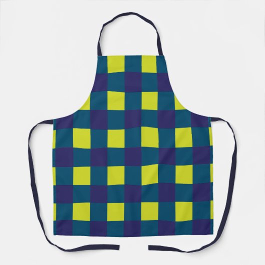Grün-Navy-Blau-Schachbrettmuster Schürze (Vorderseite)