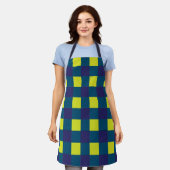 Grün-Navy-Blau-Schachbrettmuster Schürze (Getragen)