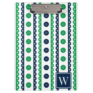 Grün & Navy Preppy Craft & Nähen Gestreift Klemmbrett