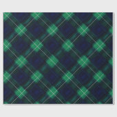 Grün-Navy-Tiefwald-Kiefern-Karomuster Geschenkpapier (Flach)