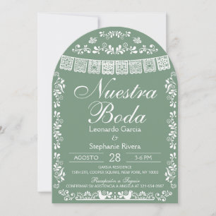 Grün Nuestra Boda Papel Picado Spanische Hochzeit Einladung
