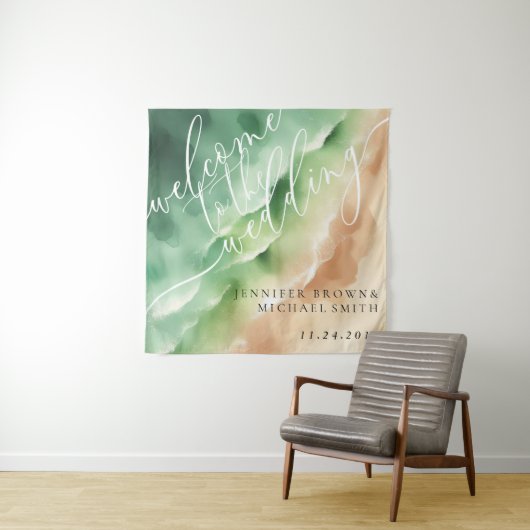 Grün Ocean Beach Hot Party Willkommen im Hintergru Wandteppich (Beispiel)