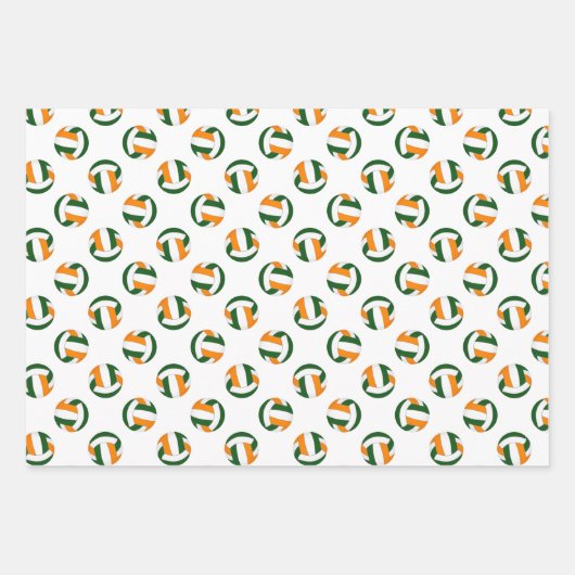 grün orange 3 pc koordiniert Volleyballmuster Geschenkpapier Set (Vorderseite 3)