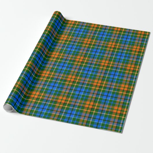 Grün Orange Blau Kariert Tartan Design Geschenkpapier (Ungerollt)