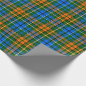 Grün Orange Blau Kariert Tartan Design Geschenkpapier (Ecke)
