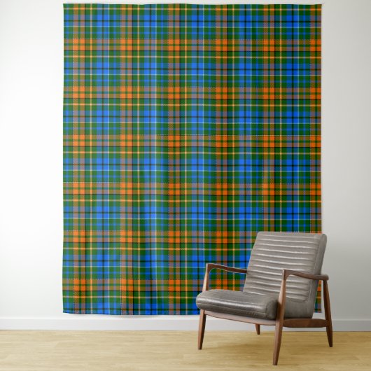 Grün Orange Blau Kariert Tartan Design Wandteppich (Beispiel)