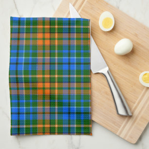 Grün Orange Blau Kariertes Tartan-Design Geschirrtuch