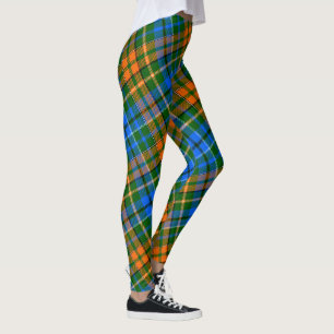 Grün Orange Blau Kariertes Tartan-Design Leggings