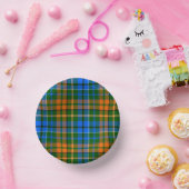 Grün Orange Blau Kariertes Tartan-Design Pappteller (Party)