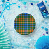 Grün Orange Blau Kariertes Tartan-Design Pappteller (Party)