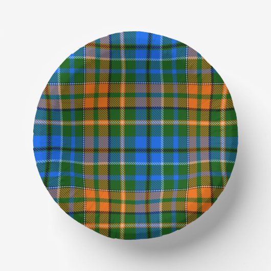 Grün Orange Blau Kariertes Tartan-Design Pappteller (Vorderseite)