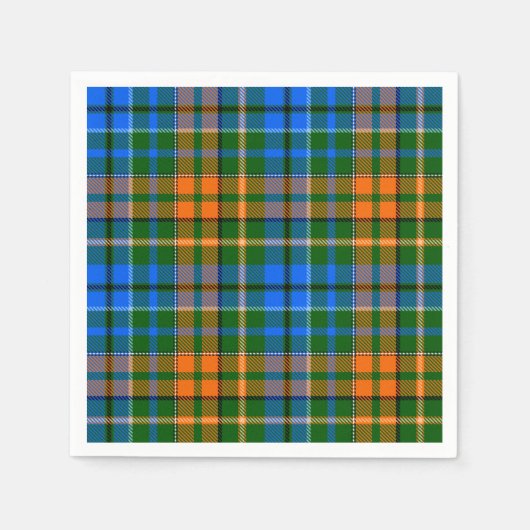 Grün Orange Blau Kariertes Tartan-Design Serviette (Vorderseite)