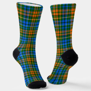 Grün Orange Blau Kariertes Tartan-Design  Socken
