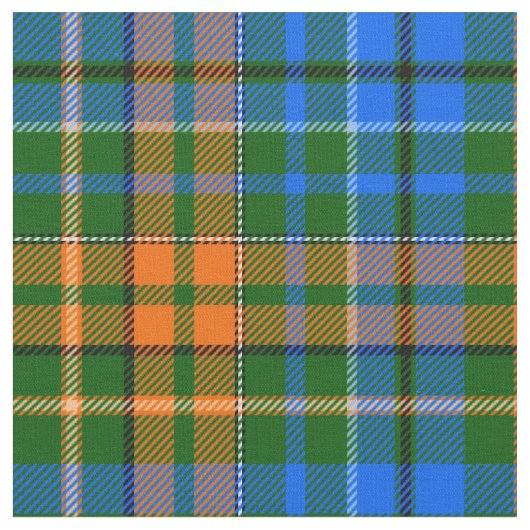 Grün Orange Blau Kariertes Tartan-Design Stoff (Nahaufnahme)